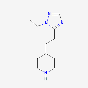 molecular formula C11H20N4 B13536639 4-(2-(1-Ethyl-1h-1,2,4-triazol-5-yl)ethyl)piperidine 