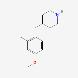 molecular formula C14H21NO B13536682 4-(4-Methoxy-2-methylbenzyl)piperidine 