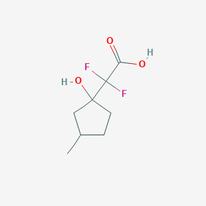 molecular formula C8H12F2O3 B13536730 2,2-Difluoro-2-(1-hydroxy-3-methylcyclopentyl)acetic acid 