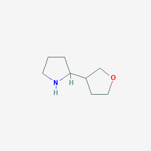 molecular formula C8H15NO B13536807 2-(Tetrahydrofuran-3-yl)pyrrolidine 