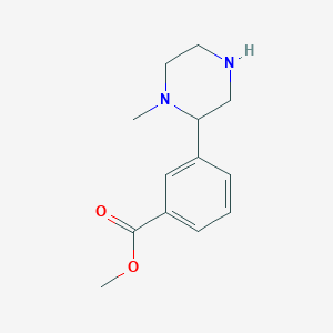 molecular formula C13H18N2O2 B13536841 Methyl 3-(1-methylpiperazin-2-yl)benzoate 