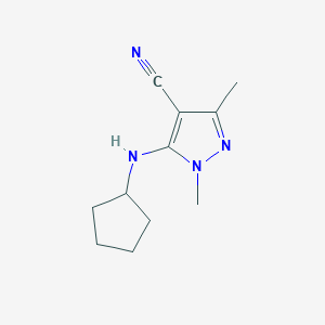 molecular formula C11H16N4 B13536935 5-(Cyclopentylamino)-1,3-dimethyl-1h-pyrazole-4-carbonitrile 