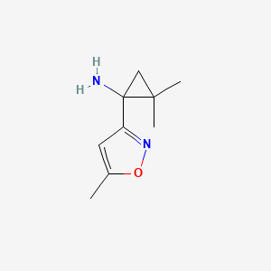 molecular formula C9H14N2O B13536957 2,2-Dimethyl-1-(5-methyl-1,2-oxazol-3-yl)cyclopropan-1-amine 