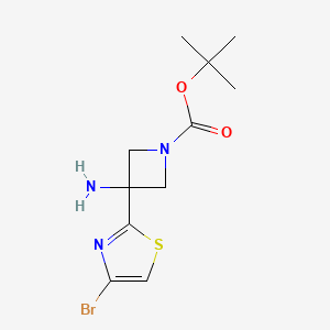 molecular formula C11H16BrN3O2S B13537039 Tert-butyl3-amino-3-(4-bromo-1,3-thiazol-2-yl)azetidine-1-carboxylate 