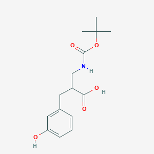 molecular formula C15H21NO5 B13537416 (R)-2-(Tert-butoxycarbonylamino-methyl)-3-(3-hydroxy-phenyl)-propionic acid 