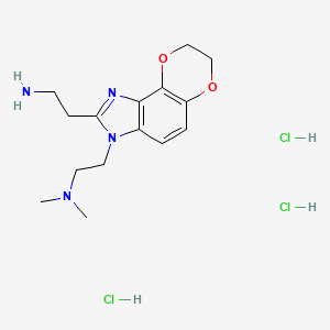 2-{5-[2-(Dimethylamino)ethyl]-10,13-dioxa-3,5-diazatricyclo[7.4.0.0,2,6]trideca-1,3,6,8-tetraen-4-yl}ethan-1-aminetrihydrochloride