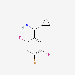 molecular formula C11H12BrF2N B13537526 1-(4-bromo-2,5-difluorophenyl)-1-cyclopropyl-N-methylmethanamine 