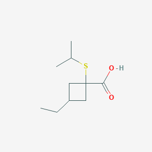 molecular formula C10H18O2S B13537840 3-Ethyl-1-(isopropylthio)cyclobutane-1-carboxylic acid 