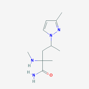 molecular formula C11H20N4O B13538186 2-Methyl-4-(3-methyl-1h-pyrazol-1-yl)-2-(methylamino)pentanamide 