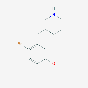 molecular formula C13H18BrNO B13538190 3-(2-Bromo-5-methoxybenzyl)piperidine 