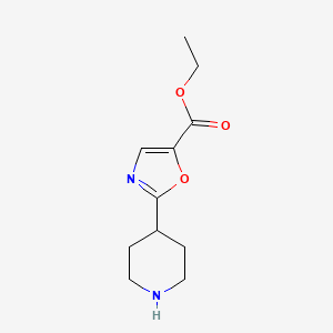 molecular formula C11H16N2O3 B13538201 Ethyl 2-(piperidin-4-yl)oxazole-5-carboxylate 