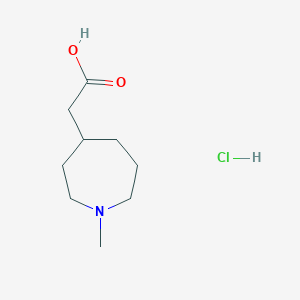 molecular formula C9H18ClNO2 B13538220 2-(1-Methylazepan-4-yl)aceticacidhydrochloride 