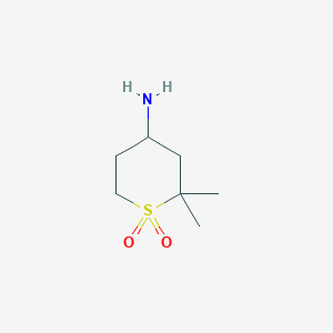 molecular formula C7H15NO2S B13538224 4-Amino-2,2-dimethyl-1lambda6-thiane-1,1-dione 