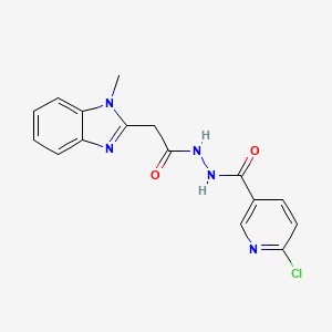 6-chloro-N'-[2-(1-methylbenzimidazol-2-yl)acetyl]pyridine-3-carbohydrazide