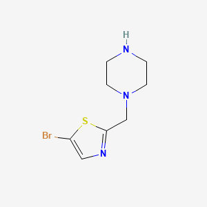 molecular formula C8H12BrN3S B13538258 5-Bromo-2-(piperazin-1-ylmethyl)thiazole 