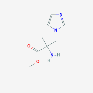 molecular formula C9H15N3O2 B13538488 Ethyl 2-amino-3-(1h-imidazol-1-yl)-2-methylpropanoate 