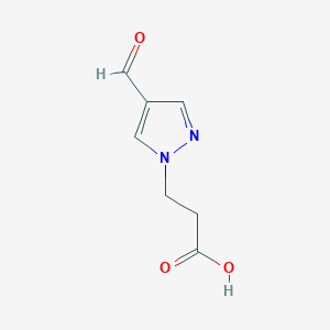 molecular formula C7H8N2O3 B13538563 3-(4-formyl-1H-pyrazol-1-yl)propanoicacid 