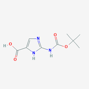 molecular formula C9H13N3O4 B13538580 2-((tert-butoxycarbonyl)amino)-1H-imidazole-5-carboxylic acid 