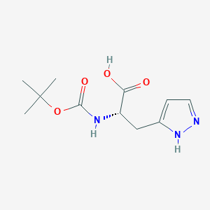 molecular formula C11H17N3O4 B13538819 rac-(2R)-2-{[(tert-butoxy)carbonyl]amino}-3-(1H-pyrazol-3-yl)propanoic acid 