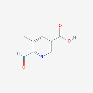 molecular formula C8H7NO3 B13538985 6-Formyl-5-methylnicotinic acid 