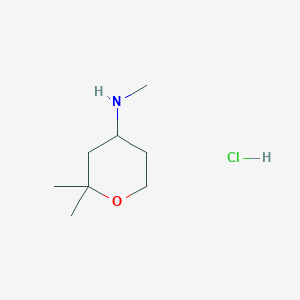 molecular formula C8H18ClNO B13538996 N,2,2-trimethyloxan-4-aminehydrochloride 