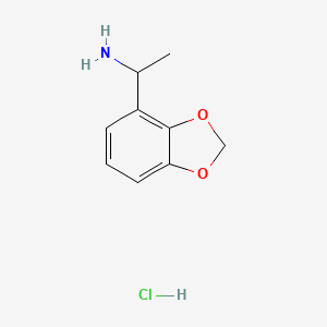 molecular formula C9H12ClNO2 B13539018 1-(1,3-Dioxaindan-4-yl)ethan-1-aminehydrochloride 