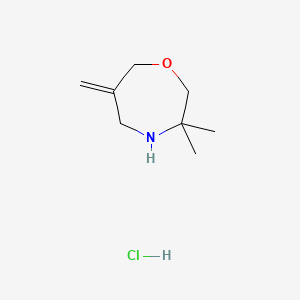 molecular formula C8H16ClNO B13539097 3,3-Dimethyl-6-methylidene-1,4-oxazepanehydrochloride 