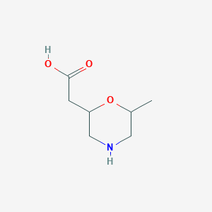 molecular formula C7H13NO3 B13539199 2-(6-Methylmorpholin-2-yl)acetic acid 