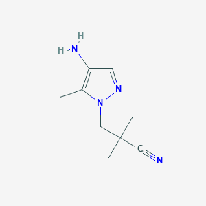 molecular formula C9H14N4 B13539218 3-(4-amino-5-methyl-1H-pyrazol-1-yl)-2,2-dimethylpropanenitrile 