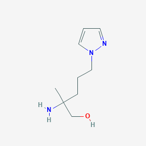 molecular formula C9H17N3O B13539349 2-Amino-2-methyl-5-(1h-pyrazol-1-yl)pentan-1-ol 