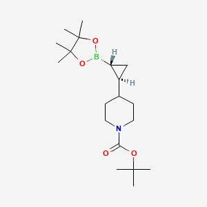 molecular formula C19H34BNO4 B13539501 rac-tert-butyl 4-[(1R,2R)-2-(tetramethyl-1,3,2-dioxaborolan-2-yl)cyclopropyl]piperidine-1-carboxylate 