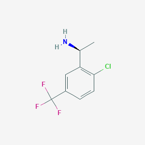 molecular formula C9H9ClF3N B13539511 (1S)-1-[2-chloro-5-(trifluoromethyl)phenyl]ethanamine 