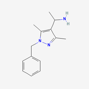 molecular formula C14H19N3 B13539800 1-(1-Benzyl-3,5-dimethyl-1h-pyrazol-4-yl)ethan-1-amine 