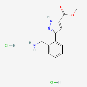 molecular formula C12H15Cl2N3O2 B13539838 methyl 5-[2-(aminomethyl)phenyl]-1H-pyrazole-3-carboxylate dihydrochloride 