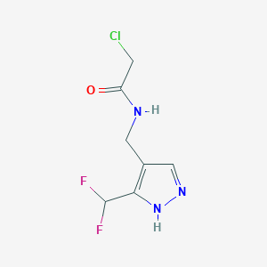 molecular formula C7H8ClF2N3O B13539925 2-Chloro-N-((3-(difluoromethyl)-1H-pyrazol-4-yl)methyl)acetamide 