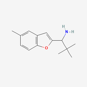 molecular formula C14H19NO B13539985 2,2-Dimethyl-1-(5-methylbenzofuran-2-yl)propan-1-amine 