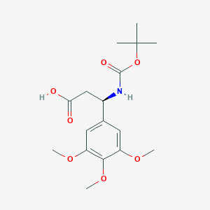 molecular formula C17H25NO7 B13539997 (R)-3-((tert-Butoxycarbonyl)amino)-3-(3,4,5-trimethoxyphenyl)propanoic acid 