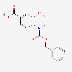 molecular formula C17H15NO5 B13540019 4-Cbz-3,4-dihydro-2H-benzo[B][1,4]oxazine-7-carboxylic acid 