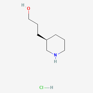 molecular formula C8H18ClNO B13540124 3-[(3R)-piperidin-3-yl]propan-1-olhydrochloride 