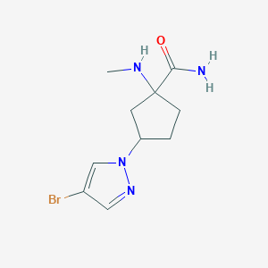 molecular formula C10H15BrN4O B13540140 3-(4-Bromo-1h-pyrazol-1-yl)-1-(methylamino)cyclopentane-1-carboxamide 