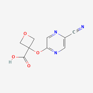 molecular formula C9H7N3O4 B13540275 3-[(5-Cyanopyrazin-2-yl)oxy]oxetane-3-carboxylicacid 