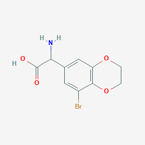 molecular formula C10H10BrNO4 B13540293 2-Amino-2-(8-bromo-2,3-dihydrobenzo[b][1,4]dioxin-6-yl)acetic acid 