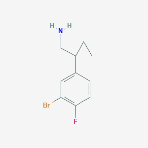 molecular formula C10H11BrFN B13540341 1-(3-Bromo-4-fluorophenyl)cyclopropanemethanamine 