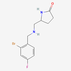 molecular formula C12H14BrFN2O B13540459 5-(((2-Bromo-4-fluorobenzyl)amino)methyl)pyrrolidin-2-one 