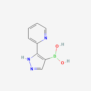 molecular formula C8H8BN3O2 B13540583 (5-(Pyridin-2-yl)-1H-pyrazol-4-yl)boronic acid 