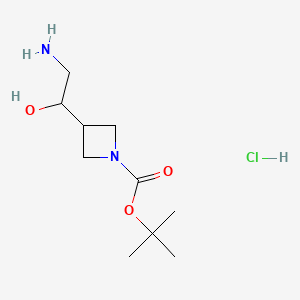 molecular formula C10H21ClN2O3 B13540691 Tert-butyl3-(2-amino-1-hydroxyethyl)azetidine-1-carboxylatehydrochloride CAS No. 2825007-65-4