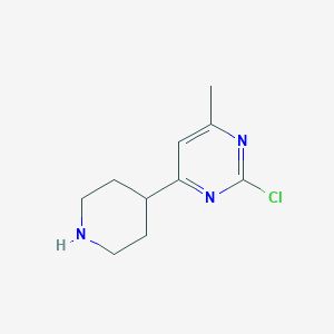 molecular formula C10H14ClN3 B13540744 2-Chloro-4-methyl-6-piperidin-4-yl-pyrimidine 