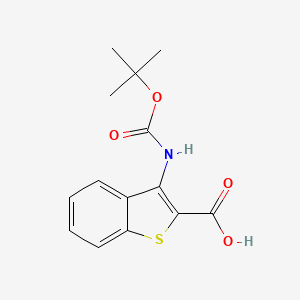 molecular formula C14H15NO4S B13540778 3-[[(1,1-Dimethylethoxy)carbonyl]amino]benzo[b]thiophene-2-carboxylic acid CAS No. 101537-65-9