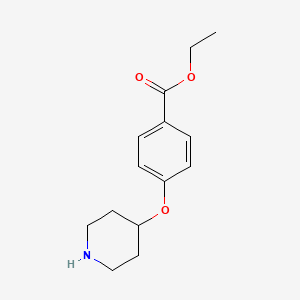 molecular formula C14H19NO3 B13540785 Ethyl 4-(4-piperidinyloxy)benzoate CAS No. 460365-21-3