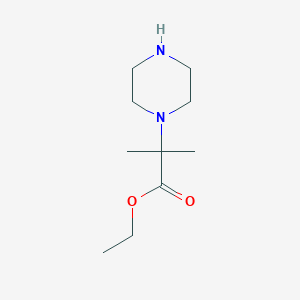 molecular formula C10H20N2O2 B13540835 Ethyl 2-methyl-2-(piperazin-1-yl)propanoate 